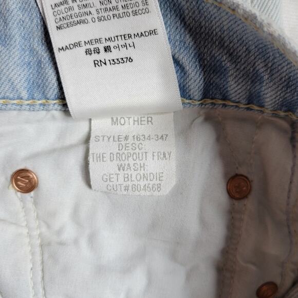 MOTHER The Dropout Fray in Get Blondie Light Wash Straight Leg Jean Size 26 - Picture 5 of 11